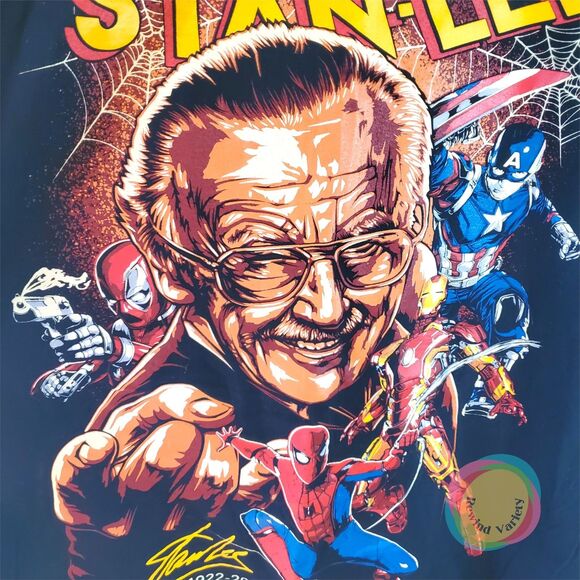 Stan Lee Tribute T-Shirt XL (Fits L) Marvel Spiderman Iron Man Deadpool RARE - Picture 5 of 7